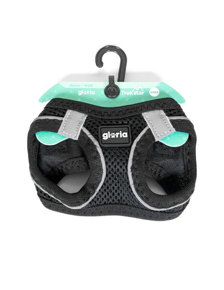 Harnais pour Chien Gloria Air Mesh Trek Star Réglable Noir Taille XXXS (18-20 cm)