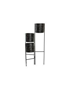 Cache-pot DKD Home Decor Noir Doré Métal Visage 22 x 22 x 93 cm