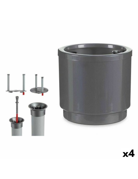 Pot auto-arrosant Ibergarden 4126-PLA Argenté polypropylène 26 x 25 x 26 cm (4 Unités)