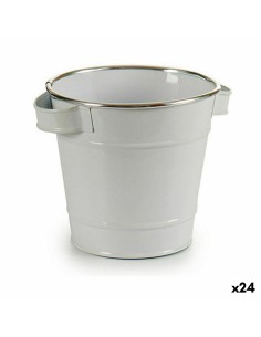 Cache-pot Ibergarden A60354-D Blanc Argenté Zinc Seau 19,5 x 14,5 x 16,5 cm (24 Unités)