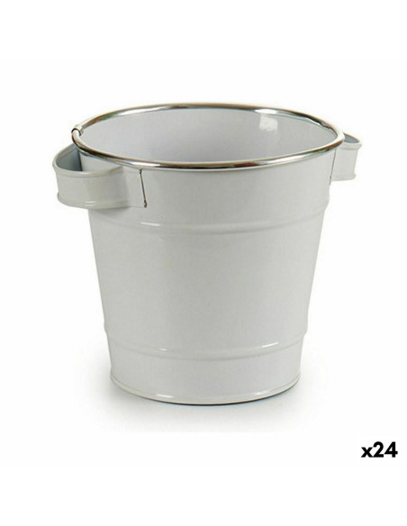 Cache-pot Ibergarden A60354-D Blanc Argenté Zinc Seau 19,5 x 14,5 x 16,5 cm (24 Unités)