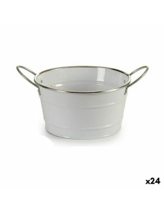Cache-pot Ibergarden F60326-D Blanc Argenté Zinc Seau 27,5 x 10,5 x 20 cm (24 Unités)