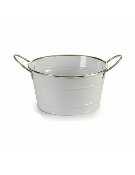 Cache-pot Ibergarden F60326-D Blanc Argenté Zinc Seau 27,5 x 10,5 x 20 cm (24 Unités)