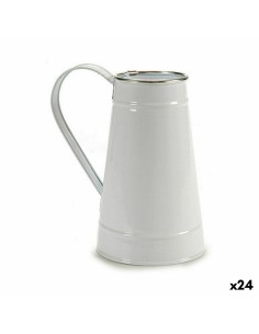 Cache-pot Pot à lait Blanc Argenté Métal 17 x 18,5 x 11,3 cm (24 Unités)