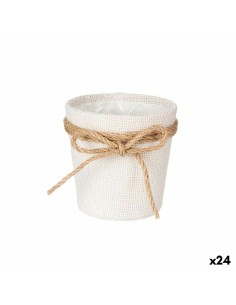 Cache-pot Ibergarden 86455 Blanc Marron Tissu Lien 11 x 10,5 x 11 cm (24 Unités)