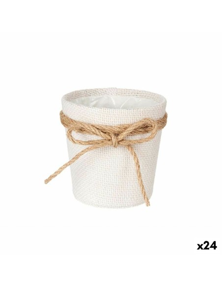 Cache-pot Ibergarden 86455 Blanc Marron Tissu Lien 11 x 10,5 x 11 cm (24 Unités)