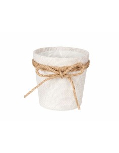 Cache-pot Ibergarden 86455 Blanc Marron Tissu Lien 11 x 10,5 x 11 cm (24 Unités) 2