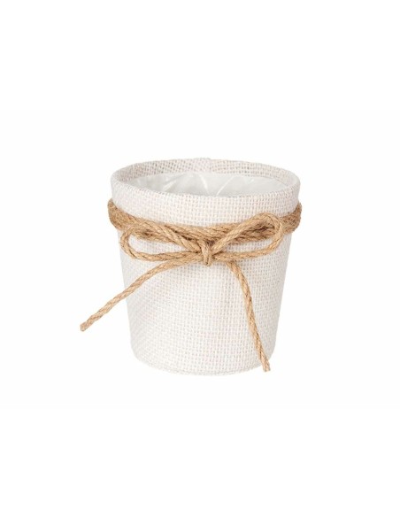 Cache-pot Ibergarden 86455 Blanc Marron Tissu Lien 11 x 10,5 x 11 cm (24 Unités)