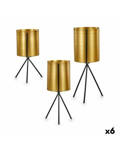 Set de pots de fleurs Noir Doré Métal (6 Unités)