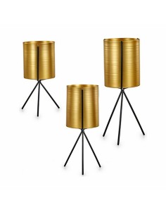 Set de pots de fleurs Noir Doré Métal (6 Unités) 2