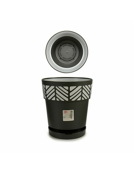 Pot auto-arrosant Stefanplast Orfeo Anthracite Plastique 25 x 25 x 25 cm (6 Unités)