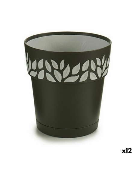 Pot auto-arrosant Stefanplast Cloe Anthracite Plastique 15 x 15 x 15 cm (12 Unités)