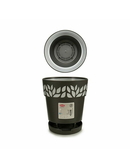 Pot auto-arrosant Stefanplast Cloe Anthracite Plastique 15 x 15 x 15 cm (12 Unités)