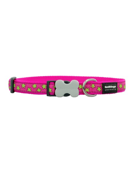 Collier pour Chien Red Dingo STYLE STARS LIME ON HOT PINK 15 mm x 24-36 cm