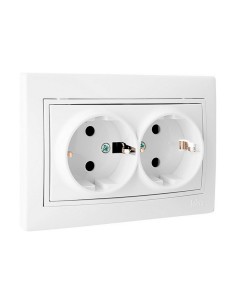 Socle de prise Solera Europa erp60/2u Double Obturateur Blanc Intégré 250 V 16 A